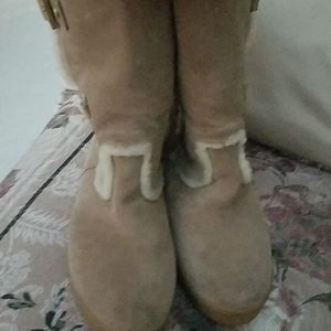 Tory Burch Suede and shearling Buckle boot